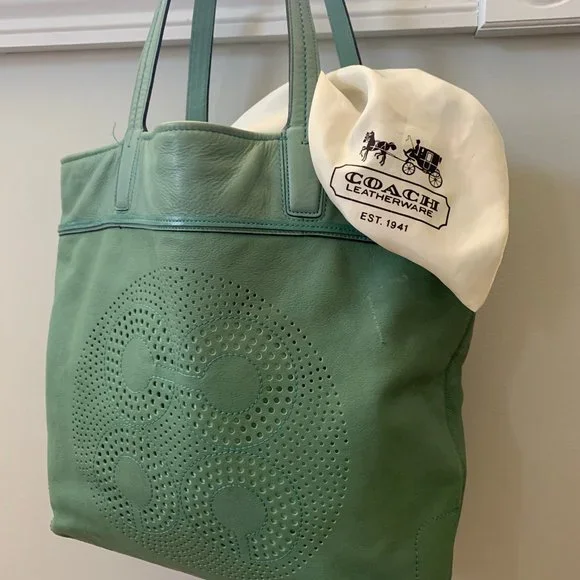 Coach Sea Foam Green Tote - Picture 2 of 5